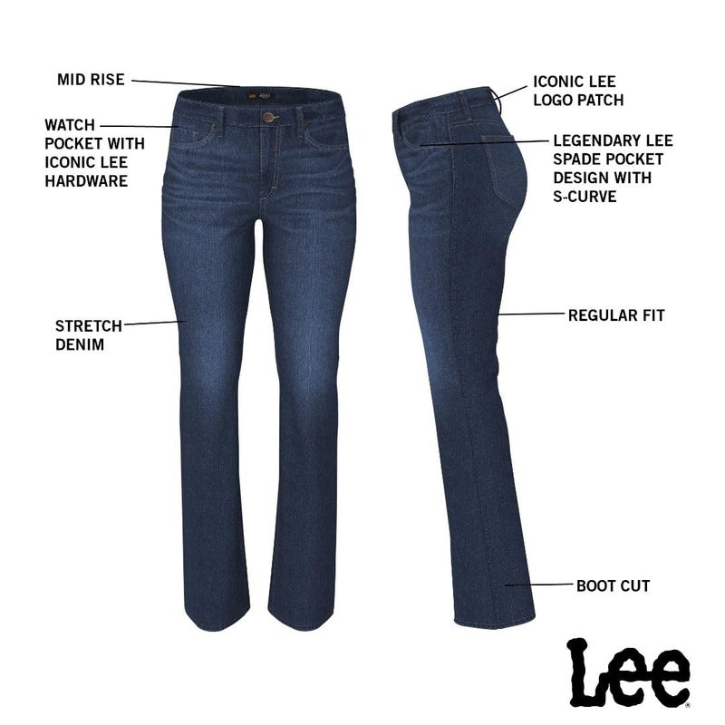 Lee Women's Legendary Mid Rise Bootcut Jean Blackout 8 Short - Image 3
